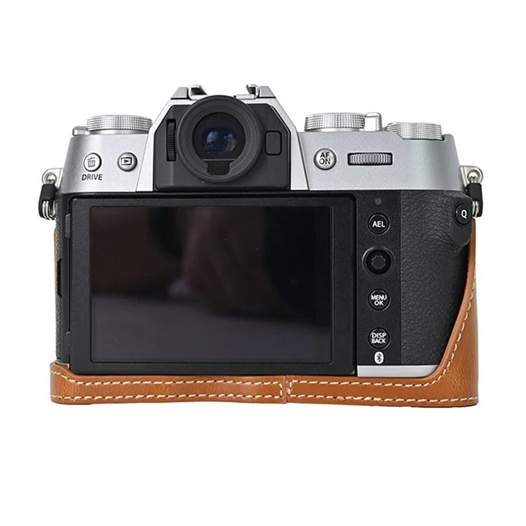 For Fujifilm X-T50 PU Leather Half Case Grip Digital Camera Bag Cover with Opening Bottom
