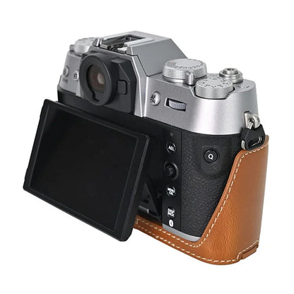 For Fujifilm X-T50 PU Leather Half Case Grip Digital Camera Bag Cover with Opening Bottom