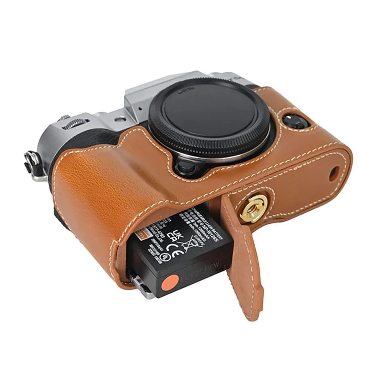For Fujifilm X-T50 PU Leather Half Case Grip Digital Camera Bag Cover with Opening Bottom