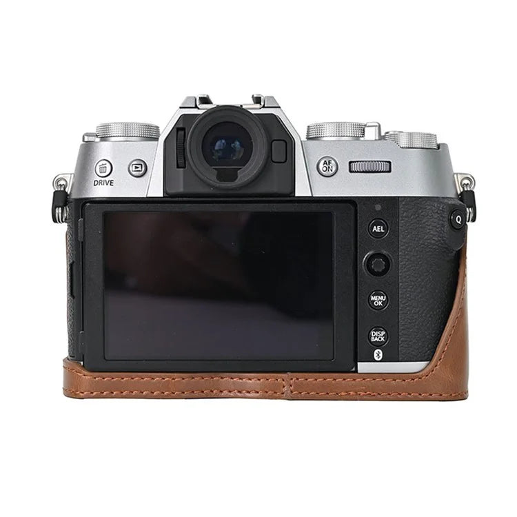 For Fujifilm X-T50 PU Leather Half Case Grip Digital Camera Bag Cover with Opening Bottom