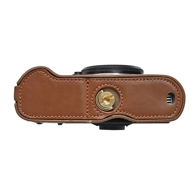 For Fujifilm X-T50 PU Leather Half Case Grip Digital Camera Bag Cover with Opening Bottom