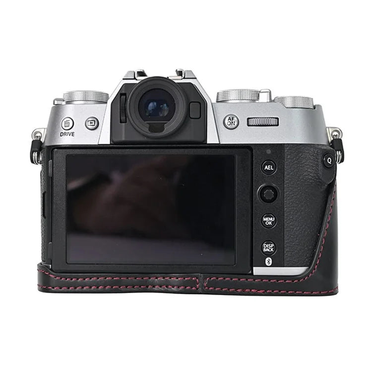 For Fujifilm X-T50 PU Leather Half Case Grip Digital Camera Bag Cover with Opening Bottom
