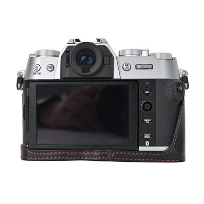 For Fujifilm X-T50 PU Leather Half Case Grip Digital Camera Bag Cover with Opening Bottom
