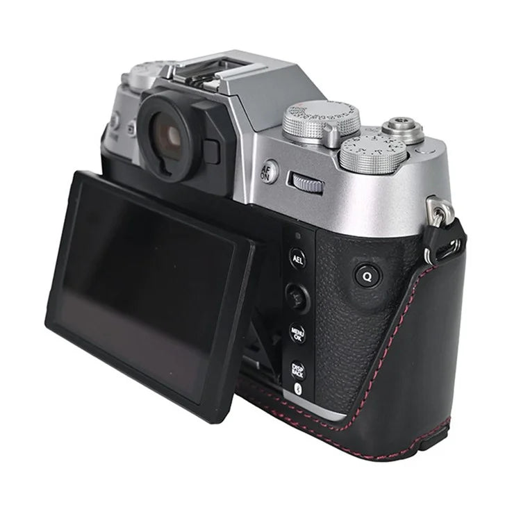 For Fujifilm X-T50 PU Leather Half Case Grip Digital Camera Bag Cover with Opening Bottom