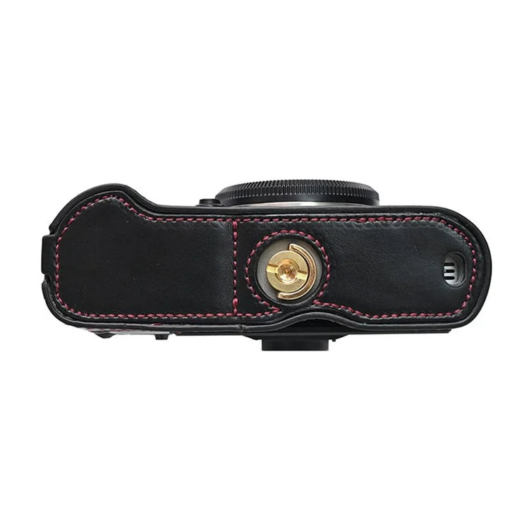 For Fujifilm X-T50 PU Leather Half Case Grip Digital Camera Bag Cover with Opening Bottom