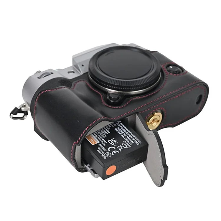 For Fujifilm X-T50 PU Leather Half Case Grip Digital Camera Bag Cover with Opening Bottom