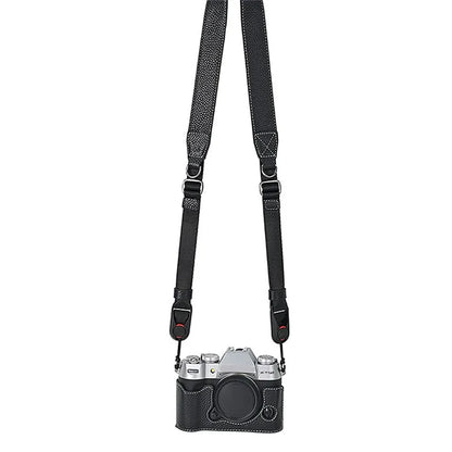 For Fujifilm X-T50 Camera Case Large Opening Genuine Cow Leather Protector with Shoulder Strap