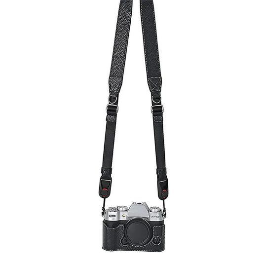 For Fujifilm X-T50 Camera Case Large Opening Genuine Cow Leather Protector with Shoulder Strap