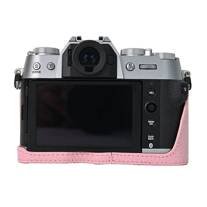 For Fujifilm X-T50 Camera Case Large Opening Genuine Cow Leather Protector with Shoulder Strap