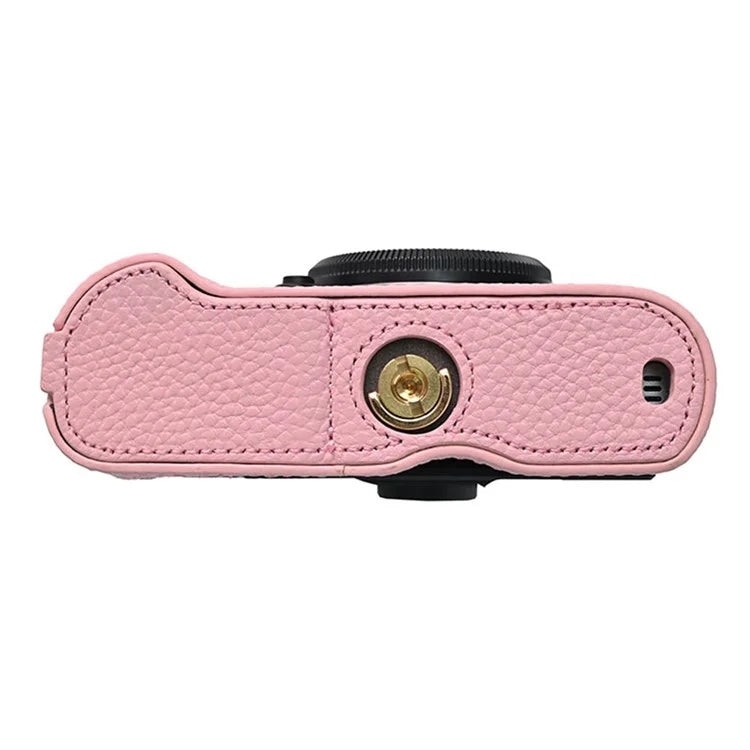 For Fujifilm X-T50 Camera Case Large Opening Genuine Cow Leather Protector with Shoulder Strap