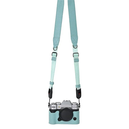 For Fujifilm X-T50 Camera Case Large Opening Genuine Cow Leather Protector with Shoulder Strap