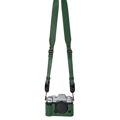 For Fujifilm X-T50 Camera Case Large Opening Genuine Cow Leather Protector with Shoulder Strap