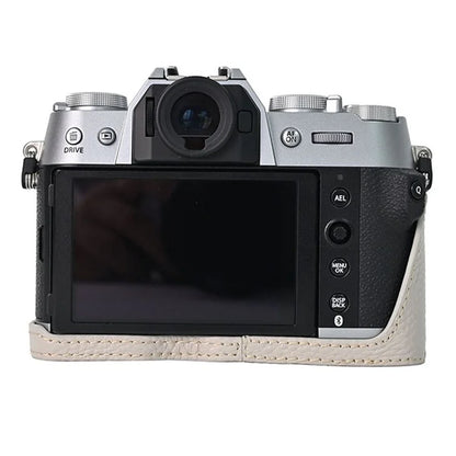 For Fujifilm X-T50 Camera Case Large Opening Genuine Cow Leather Protector with Shoulder Strap