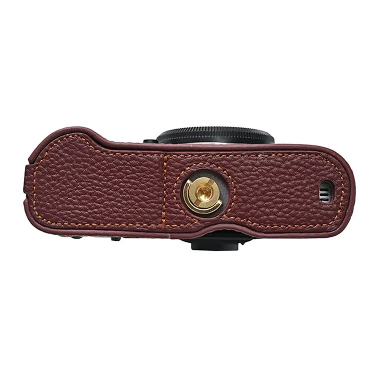For Fujifilm X-T50 Camera Case Large Opening Genuine Cow Leather Protector with Shoulder Strap