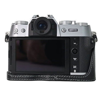 For Fujifilm X-T50 Camera Case Large Opening Genuine Cow Leather Protector with Wrist Strap