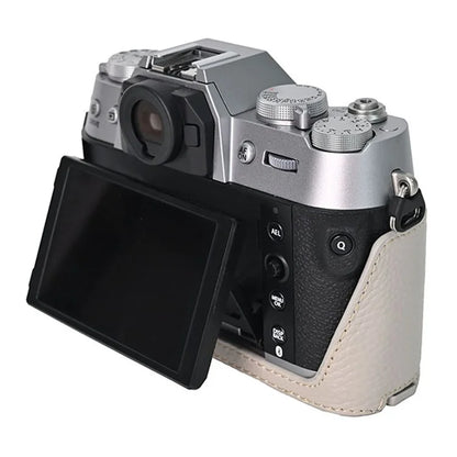 For Fujifilm X-T50 Camera Case Large Opening Genuine Cow Leather Protector with Wrist Strap