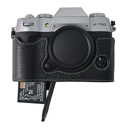 For Fujifilm X-T50 Camera Bottom Cover Case Large Opening Design Genuine Cow Leather Protector