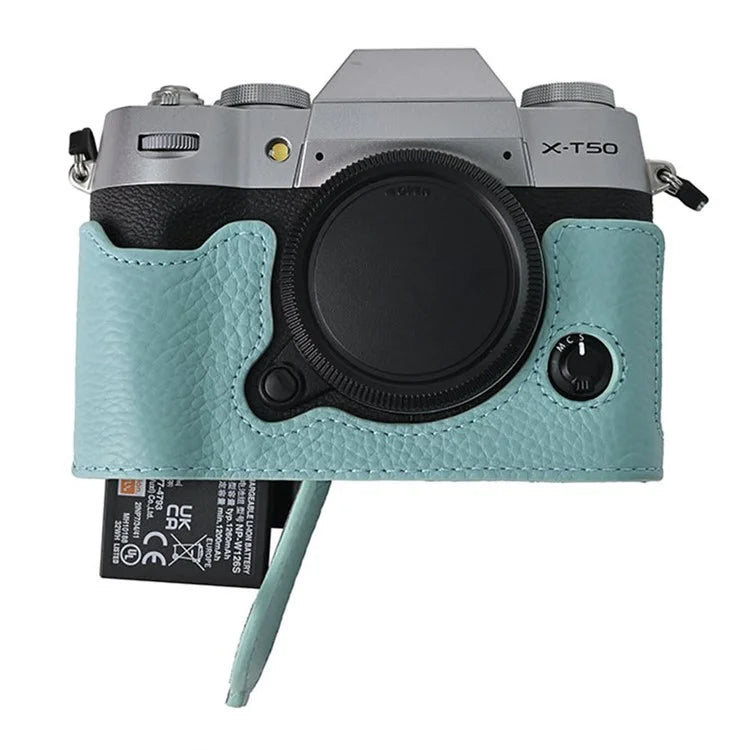 For Fujifilm X-T50 Camera Bottom Cover Case Large Opening Design Genuine Cow Leather Protector