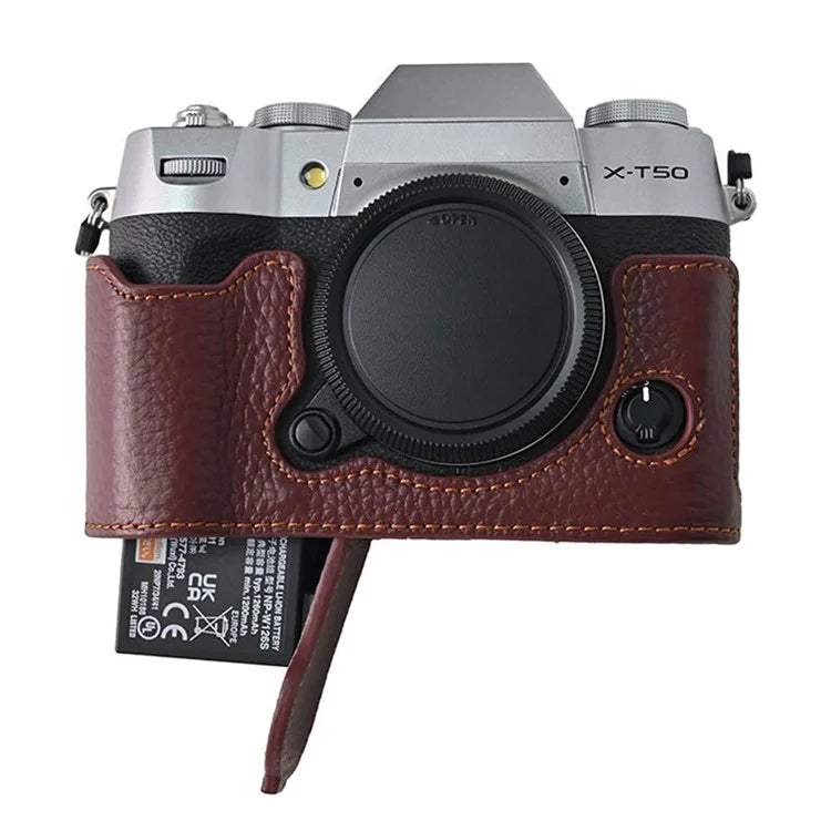 For Fujifilm X-T50 Camera Bottom Cover Case Large Opening Design Genuine Cow Leather Protector