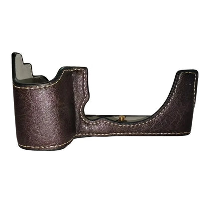 For Fujifilm X-S10 Buffalo Texture PU Leather Bottom Case Half Body Camera Cover with Battery Opening