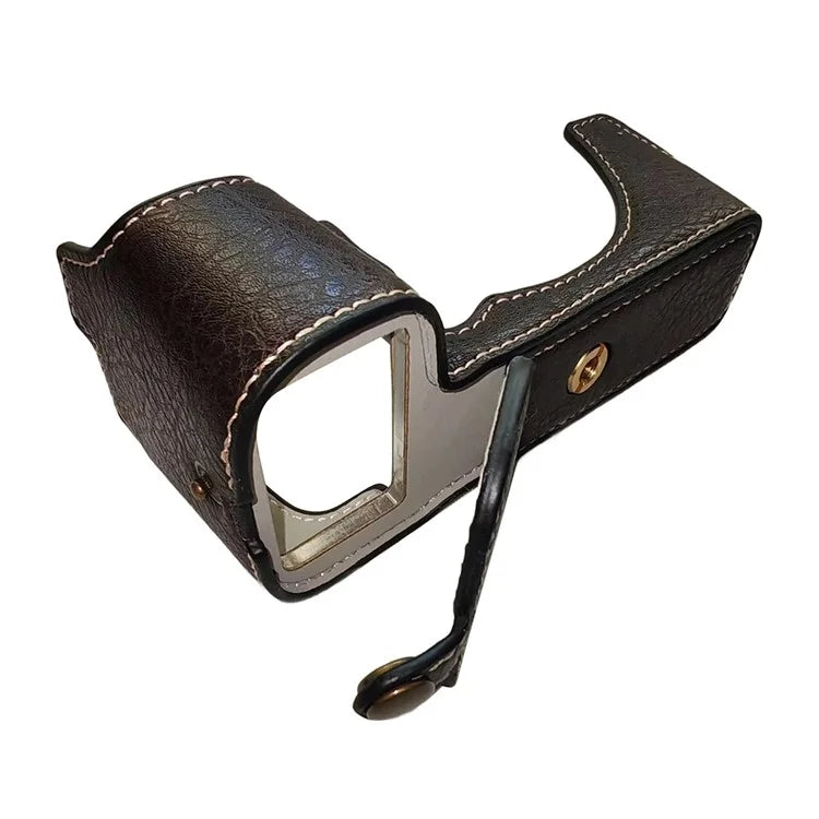 For Fujifilm X-S10 Buffalo Texture PU Leather Bottom Case Half Body Camera Cover with Battery Opening
