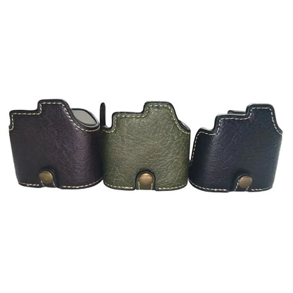 For Fujifilm X-S10 Buffalo Texture PU Leather Bottom Case Half Body Camera Cover with Battery Opening