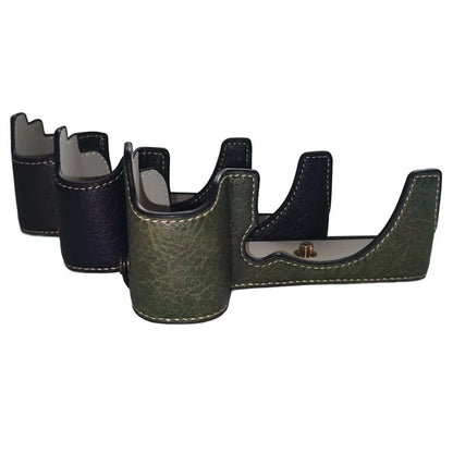 For Fujifilm X-S10 Buffalo Texture PU Leather Bottom Case Half Body Camera Cover with Battery Opening