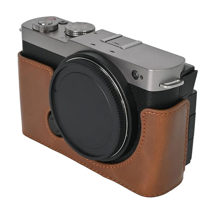 For Panasonic Lumix S9 Camera Case PU Leather Half Cover with Battery Opening Bottom