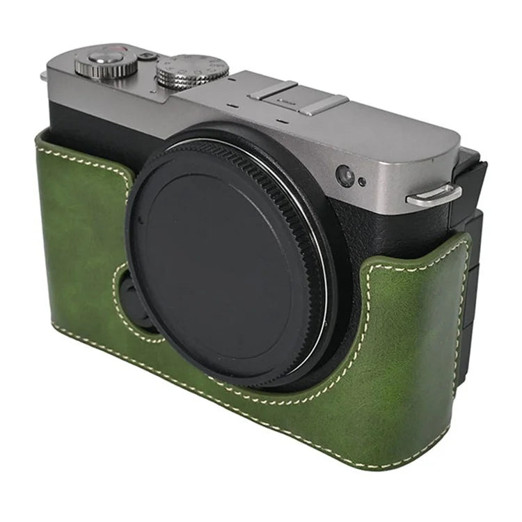 For Panasonic Lumix S9 Camera Case PU Leather Half Cover with Battery Opening Bottom