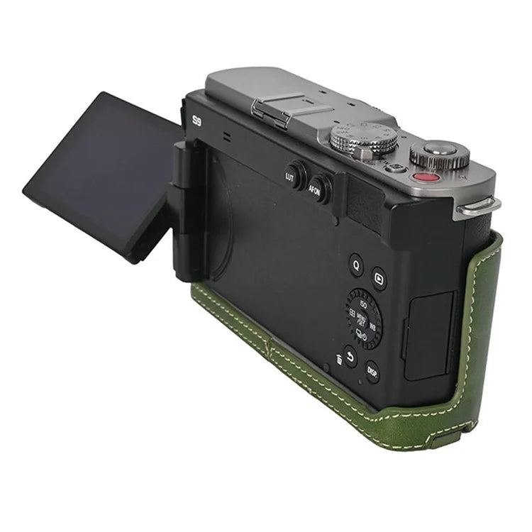 For Panasonic Lumix S9 Camera Case PU Leather Half Cover with Battery Opening Bottom