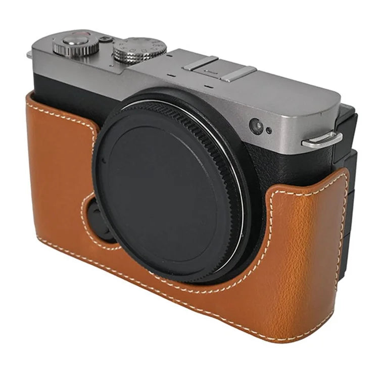 For Panasonic Lumix S9 Camera Case PU Leather Half Cover with Battery Opening Bottom