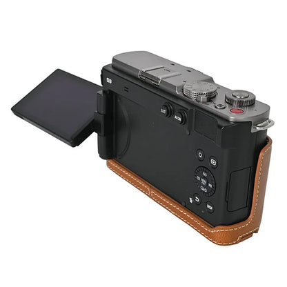 For Panasonic Lumix S9 Camera Case PU Leather Half Cover with Battery Opening Bottom