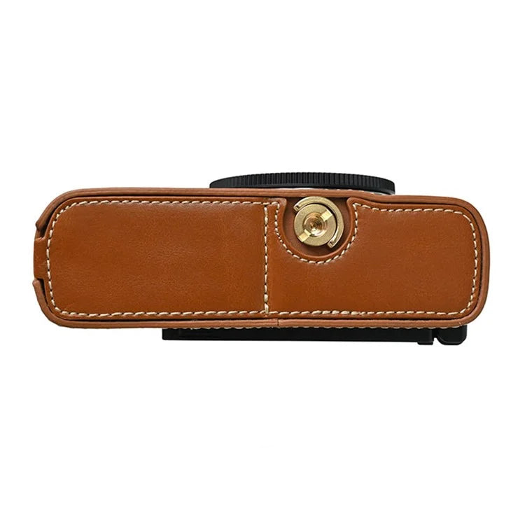 For Panasonic Lumix S9 Camera Case PU Leather Half Cover with Battery Opening Bottom