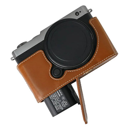 For Panasonic Lumix S9 Camera Case PU Leather Half Cover with Battery Opening Bottom