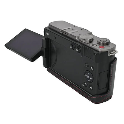 For Panasonic Lumix S9 Camera Case PU Leather Half Cover with Battery Opening Bottom