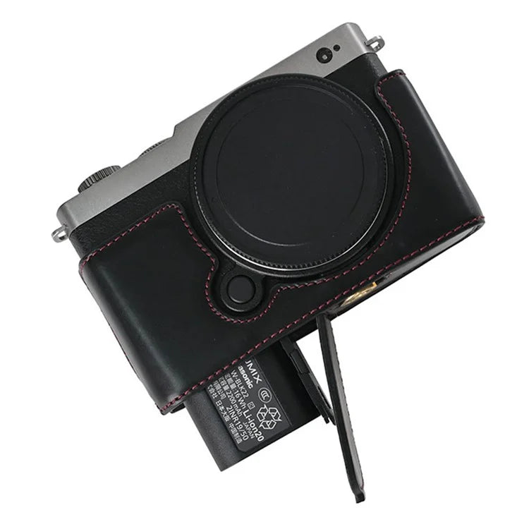For Panasonic Lumix S9 Camera Case PU Leather Half Cover with Battery Opening Bottom