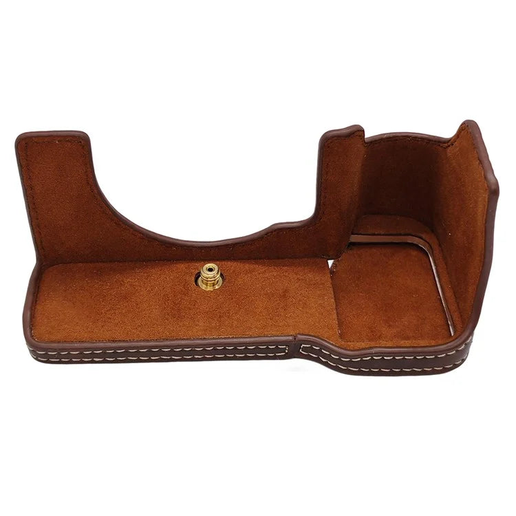 For Sony A7C II PU Leather Camera Bottom Cover Half Body Case with Screw