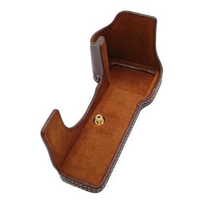 For Sony A7C II PU Leather Camera Bottom Cover Half Body Case with Screw
