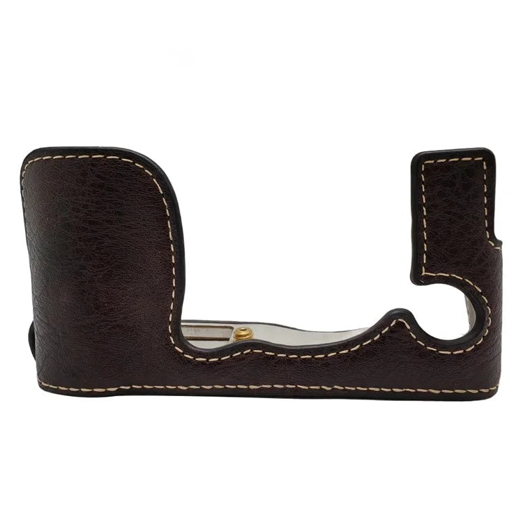 For Fujifilm X-A7 / X-A5 / X-A3 Buffalo Texture PU Leather Bottom Case Half Body Camera Cover with Battery Opening