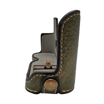 For Fujifilm X-A7 / X-A5 / X-A3 Buffalo Texture PU Leather Bottom Case Half Body Camera Cover with Battery Opening