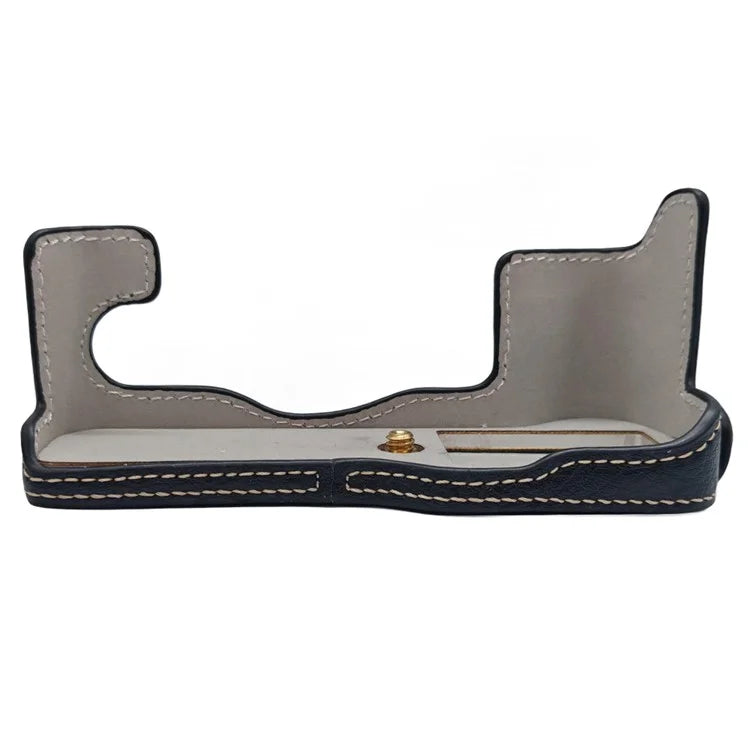 For Fujifilm X-T1 Bottom Case Buffalo Texture PU Leather Camera Protector with Battery Opening