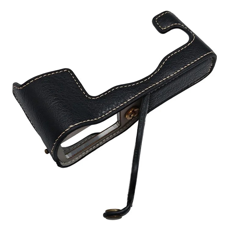 For Fujifilm X-T1 Bottom Case Buffalo Texture PU Leather Camera Protector with Battery Opening
