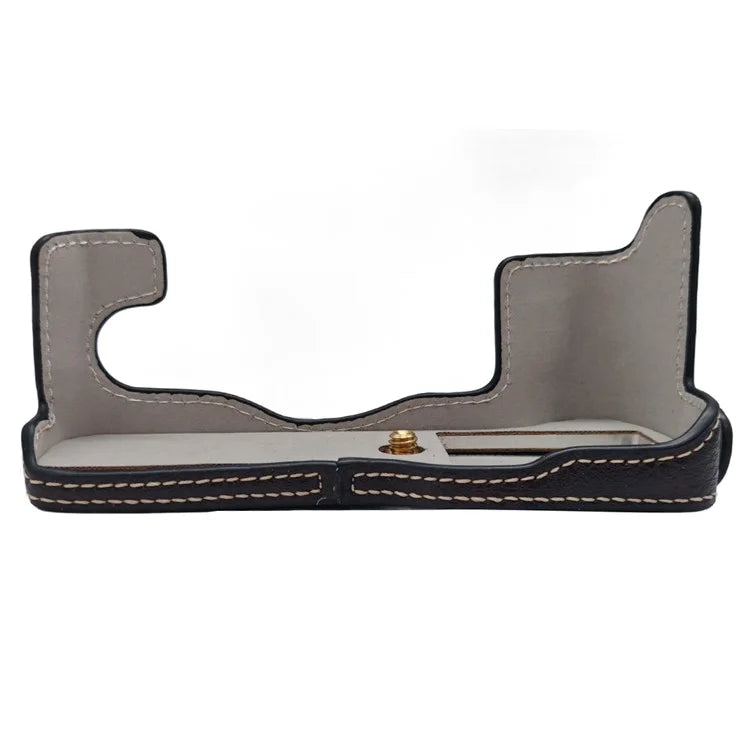 For Fujifilm X-T1 Bottom Case Buffalo Texture PU Leather Camera Protector with Battery Opening
