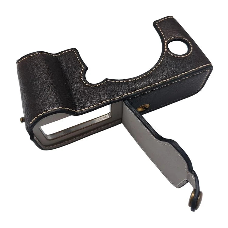 For Fujifilm X-T4 Vintage Leather Bottom Case Half Body Camera Cover with Battery Opening