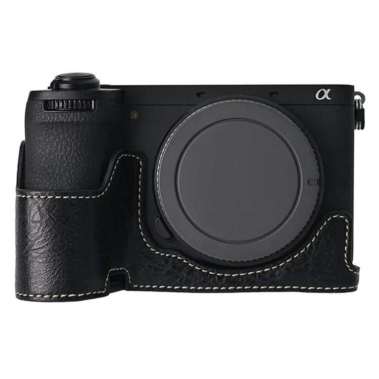 For Sony A6700 Camera Case Large Cutout PU Leather Protector with Shoulder Strap