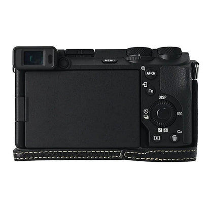 For Sony A6700 Camera Case Large Cutout PU Leather Protector with Shoulder Strap