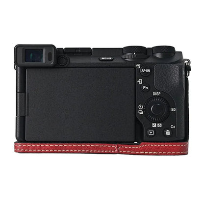 For Sony A6700 Camera Case Large Cutout PU Leather Protector with Shoulder Strap
