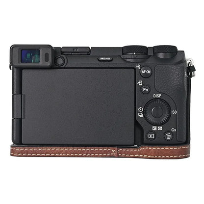 For Sony A6700 Camera Case Large Cutout PU Leather Protector with Shoulder Strap