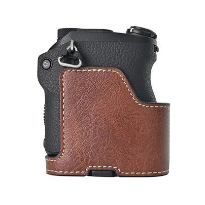 For Sony A6700 Camera Case Large Cutout PU Leather Protector with Shoulder Strap