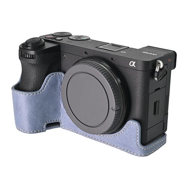 For Sony A6700 Camera Case Large Cutout PU Leather Protector with Shoulder Strap